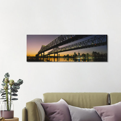 Low Angle View of a Bridge Across a River, New Orleans, Louisiana, USA 1 Piece Wrapped Canvas Panoramic Wall Art