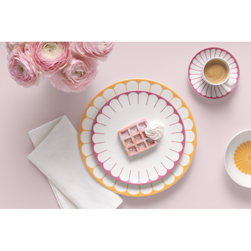Villeroy & Boch Fleur Soleil Collection Dinner Plate, Premium Porcelain, Made in Germany, Dishwasher and Microwave Safe, 10.5 in Diameter, Large Plate Perfect for Main Courses, Yellow/Orange