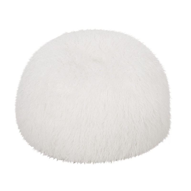 Fauteuil à billes 3 pi Hawley, H 25 po x l 35 po x P 35 po, Fausse fourrure blanche