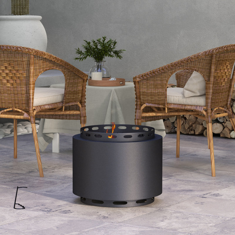 Chauffe-terrasse d'extérieur au propane avec foyer au gaz propane gris