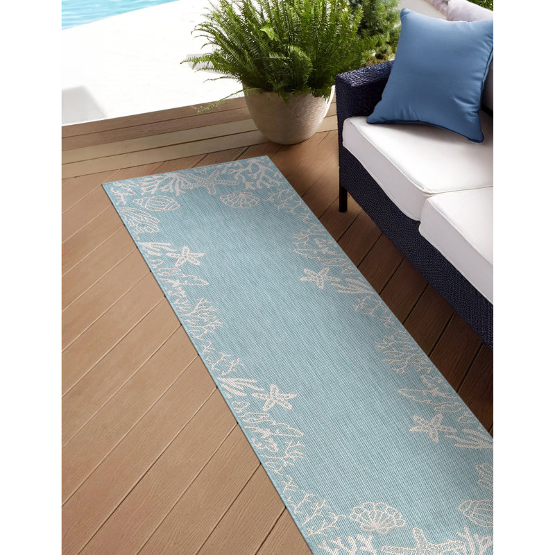 Tapis turquoise à imprimé animal Zendaya, Tapis de couloir 2 pi 3 po x 7 pi 3 po