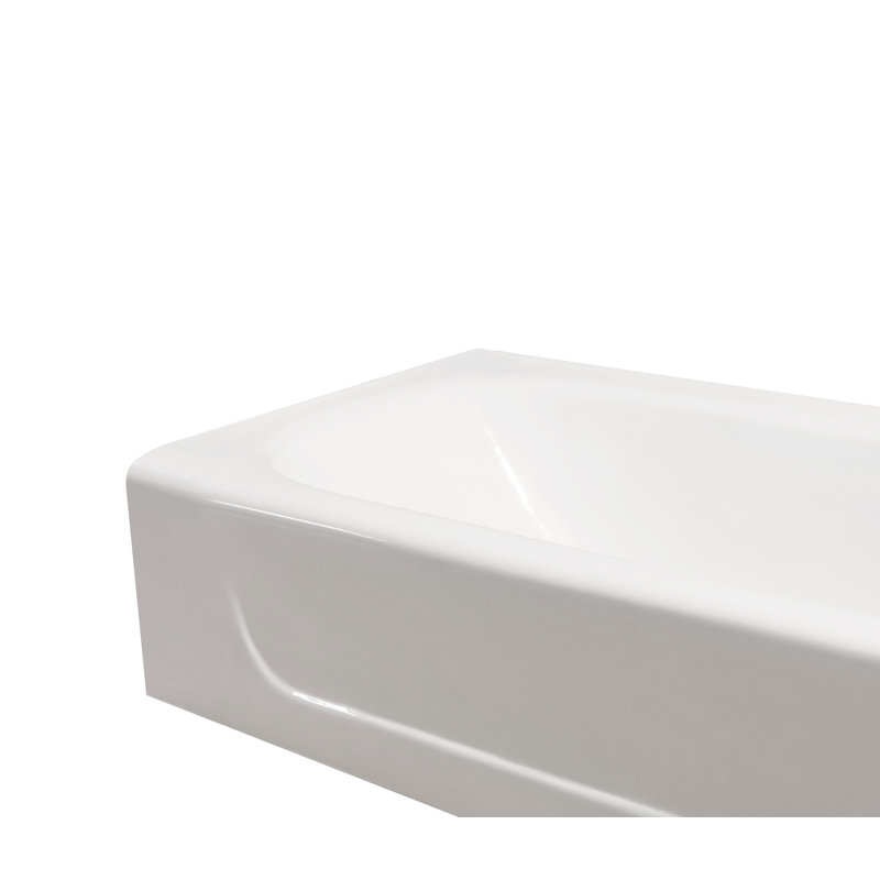 Baignoire de trempage en alcôve 60 "avec plateau en bambou 60" Streamline, Chrome poli