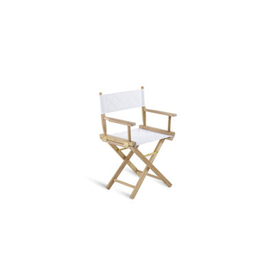 Fauteuil Sroka en teck et housse en tissu plastique blanc