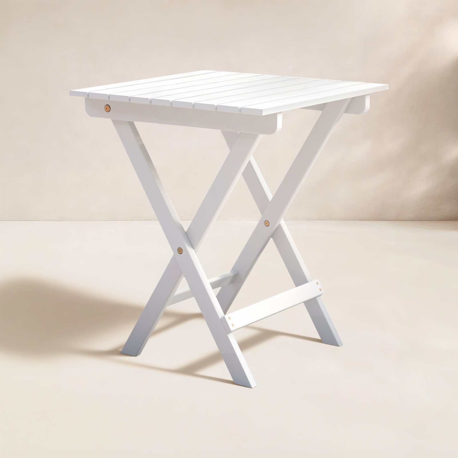 Danika 16'' Fliptop Outdoor Side Table, Antique White