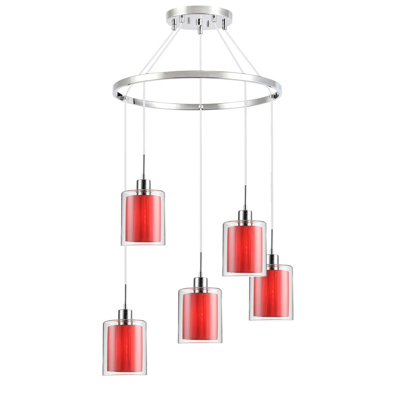Pittsfield 5 - Light Tiered Chandelier, Opal, Chrome/Bronze