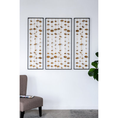 3 Metal Decorative Wall Art With Black Frame - , Iron Decoration , Robust For Various Rooms