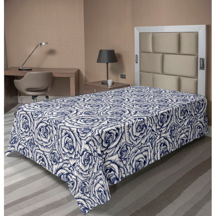 Drap plat à motif floral bohème Ambesonne