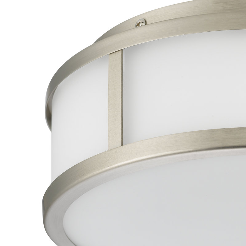 10-Inches Brushed Nickel Integrated Led Flush Mount With Energy-Smart Led, 1225 Lumens 24W, 3 Color Temperature Selectable  3000K/4000K/5000K , Dimmable, Etched White Glass Diffuser, Easy