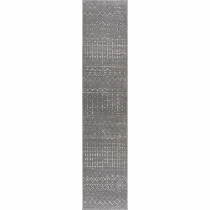 Dounia Southwestern Indoor Rug, Runner 2'7" x 10', Light Gray