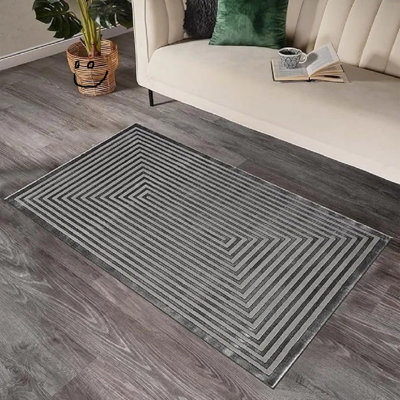 Striped Flokati Area Rug