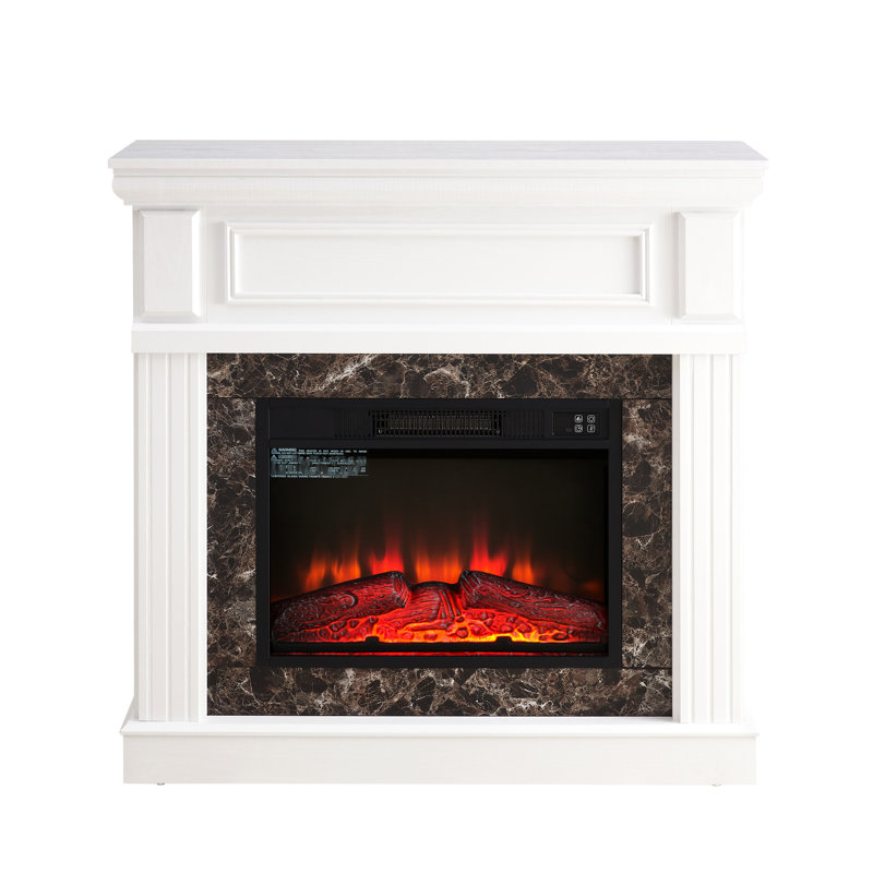 Foyer électrique blanc l 42,37 po x P 14 po, compact et pratique, télécommande, hauteur de flamme réglable, design élégant, surface lisse, style 3D classique, effets réalistes en X