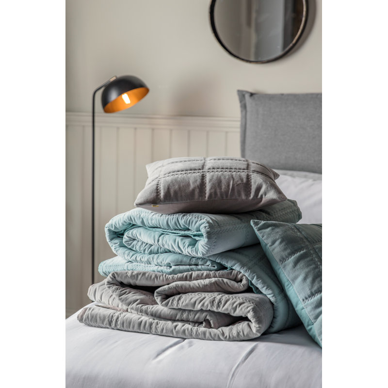 Nederland Cotton Solid Colour Bedspread, Duck Egg