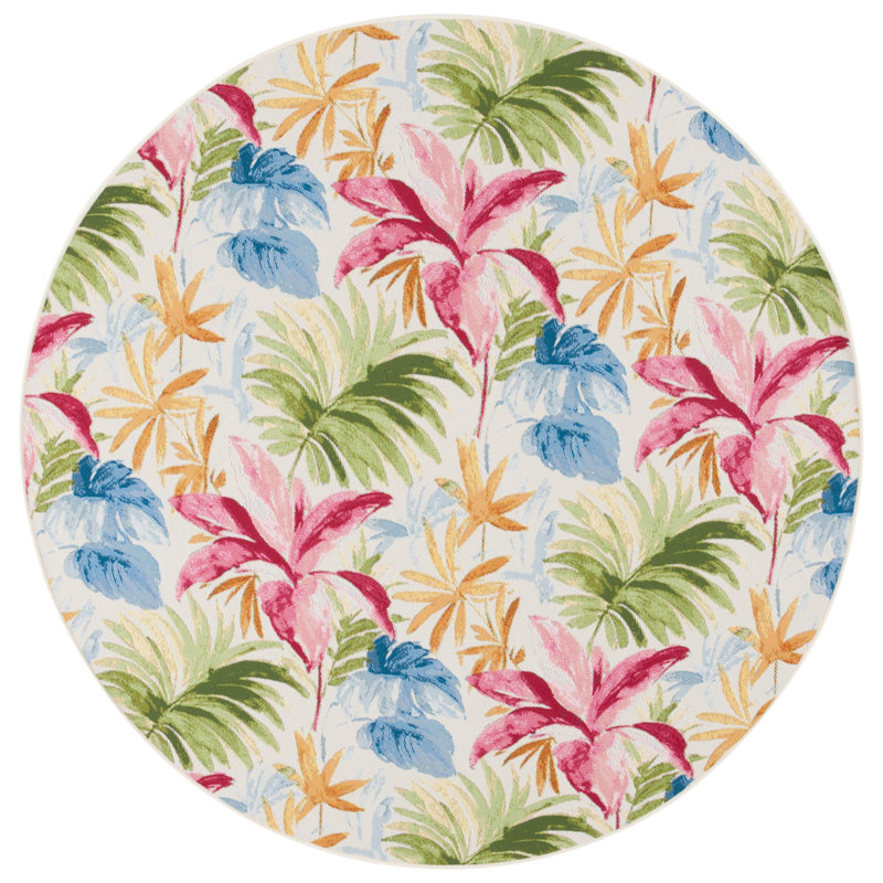 Alyena Performance Performance Floral Indoor/Outdoor Area Rug, Round 6'7"