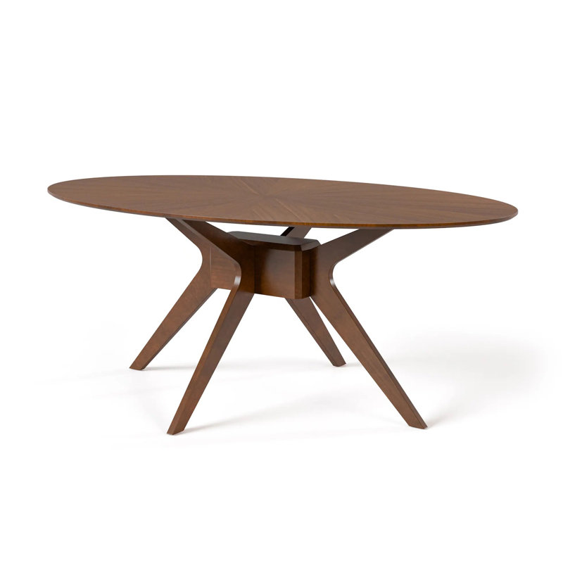 Table de salle à manger ovale moderne 71,4 po Mid-Century, noyer