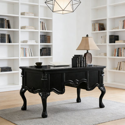 Bureau noir rétro de style français sculpté