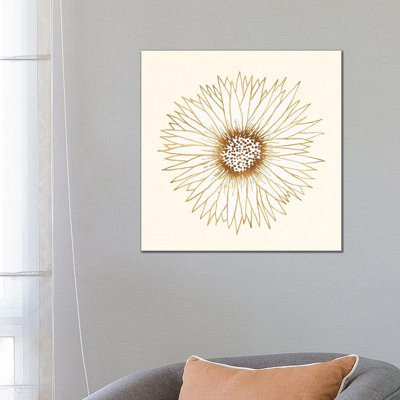 Gold Sunflower by Modern Tropical - Wrapped Canvas Print