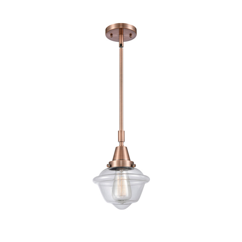 Luminaire suspendu pour école simple à 1 lumière Frand, DEL, Transparent, Cuivre antique