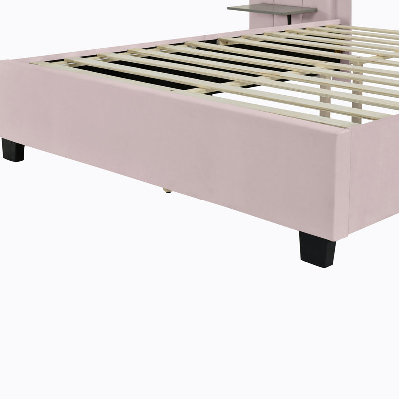 Anyston Upholstered Platform Bed, Full, Pink