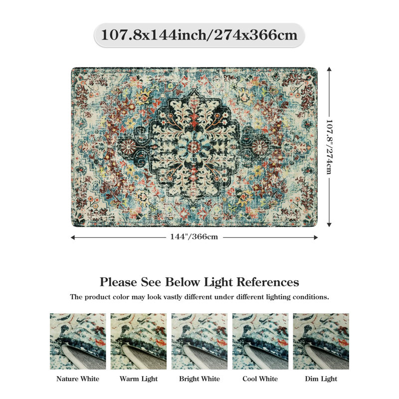 Tapis tribaux traditionnels lavables à la machine Govan, Rectangle 9 pi x 12 pi
