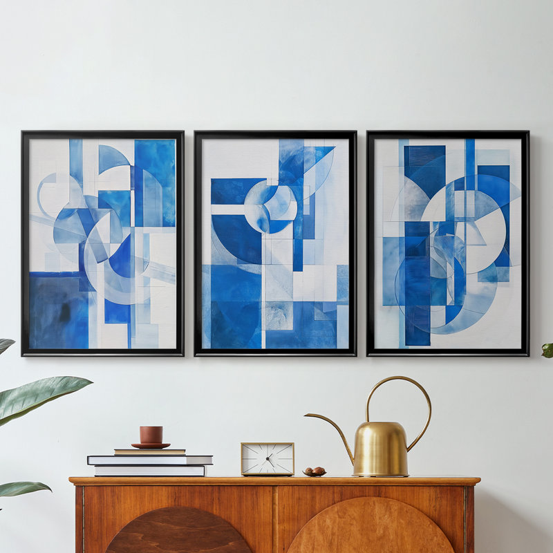 ABSTRACT Series Cxxi - Toile tendue avec châssis sur mesure - 3 pièces, H 21 po x l 30 po, Noir