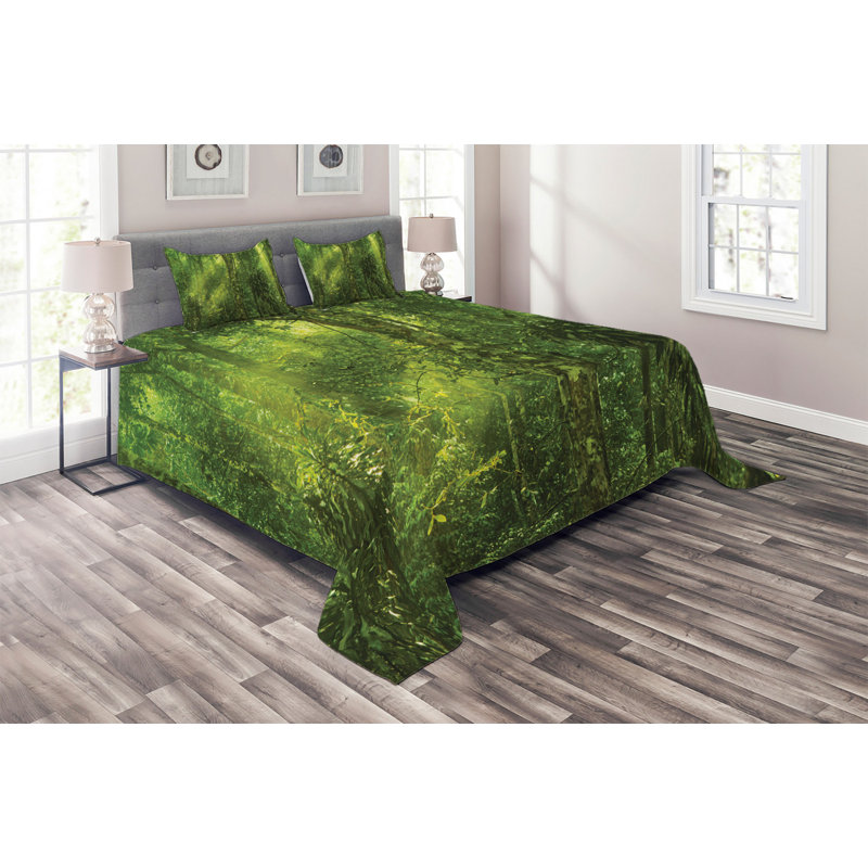 Forest Rustic Coverlet, King Bedspread + 2 Shams