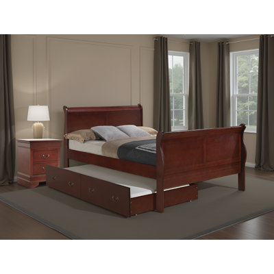 Sayre Cherry Full Trundle 2pc Bedroom Set with Two Drawer Nightstand