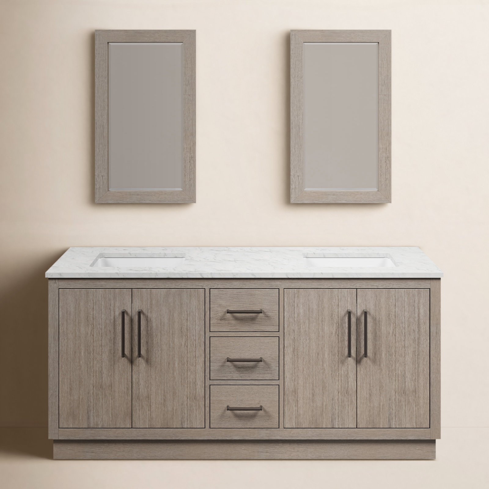 Kamila 72" Carrara Marble Double Bathroom Vanity, Oil Rubbed Bronze