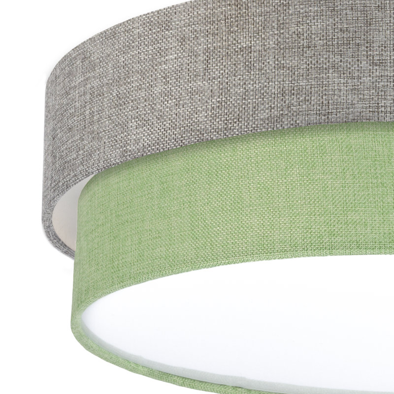 Avory Fabric Flush Mount, Silver Grey / Green
