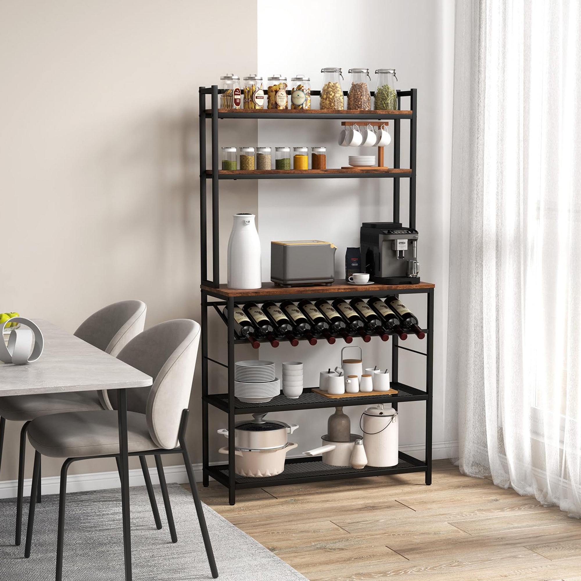 90cm Rack Borough Wharf Blanken 90cm Metal Standard Baker's Rack with Microwave ...
