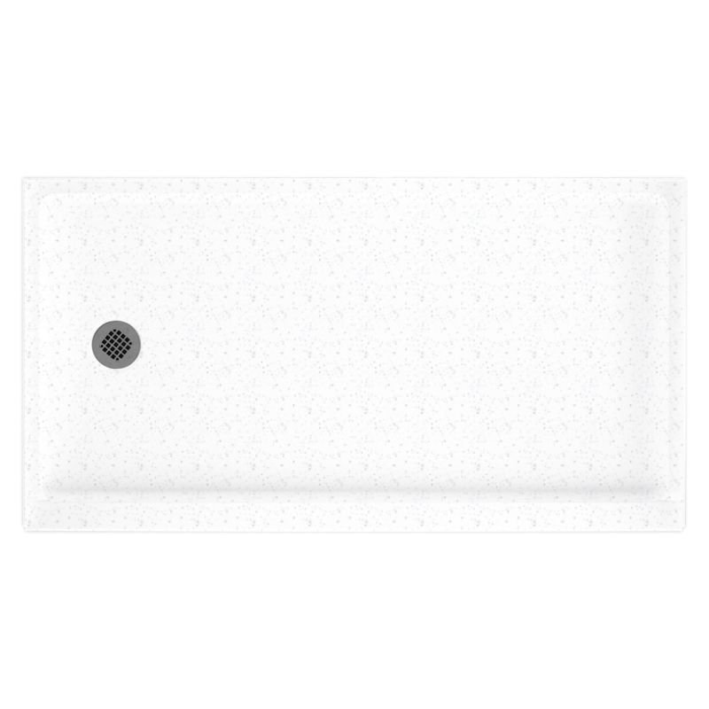 Base de douche 32 po x 60 po Solid Surface, Blanc, Côté gauche