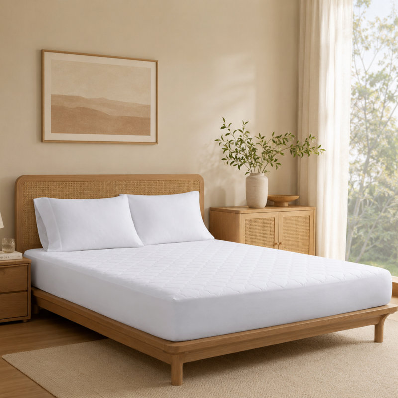 Protège-matelas matelassé en coton percale pour grand lit, Grand lit