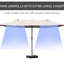 Parasol de patio de 15 pi, acier rectangulaire, moustiquaire double face, mécanisme à manivelle simple, parasol de café 15 pi, cadre en acier, garde, manivelle sans effort,