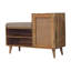  Banc de rangement rembourré en bois massif et en chêne massif de 41 pouces avec armoire et tablettes