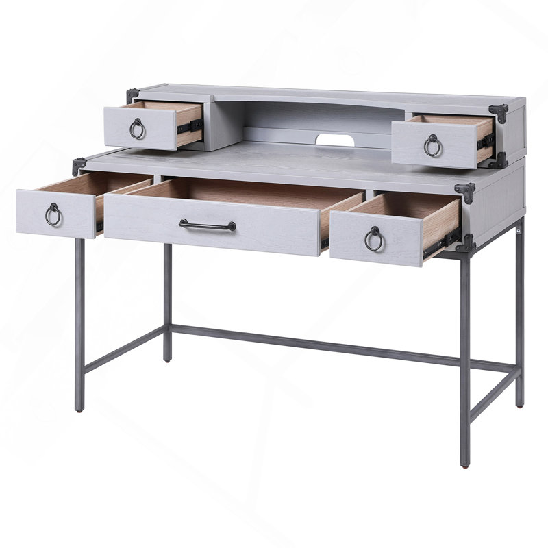 Bureau d'écriture gris et gris acier