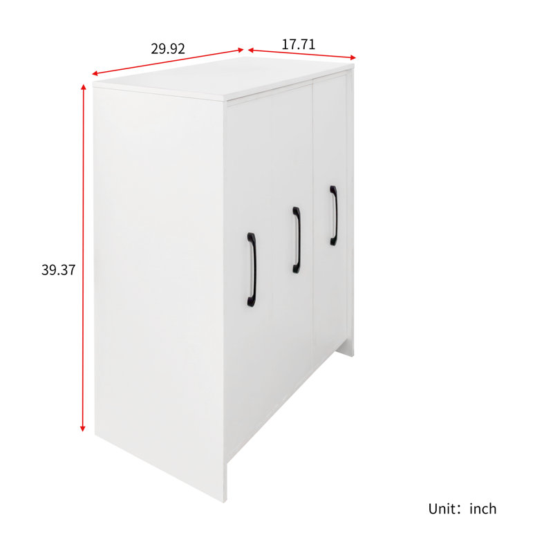 Mobile File Cabinet with 3 Pull-Out Doors, 9-Shelf Hidden Storage Unit