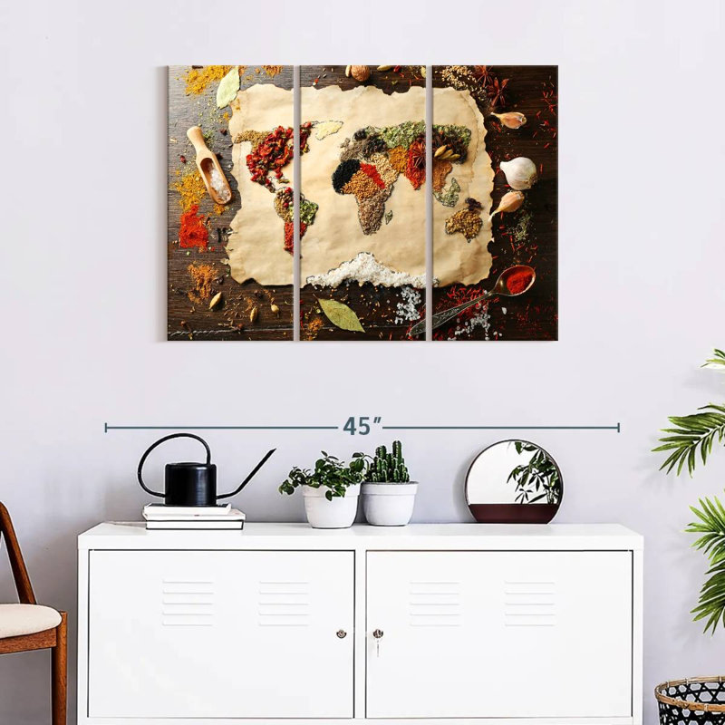 " World Spices " 3 - Pieces, 24" H x 38" W x 1.25" D