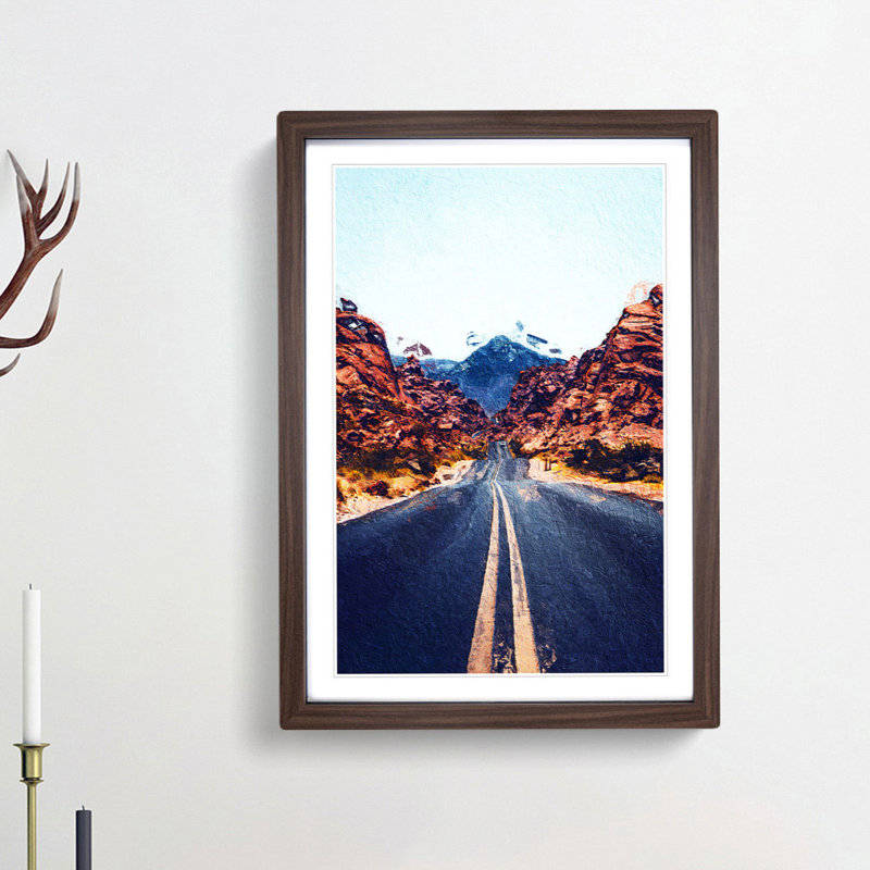 Road to the Valley of Fire - Picture Frame Painting Print, 36cm H x 27cm W x 2cm D, Walnut Framed