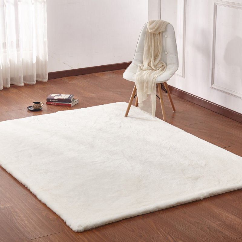 Tapis ivoire fabriqué à la main, Rectangle 5 pi x 7 pi