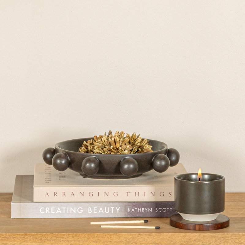 Joss & Main Jalonte Stoneware Stainless Steel Serving Bowl, Black