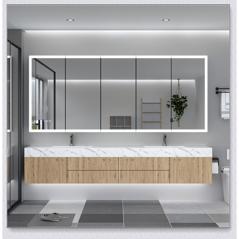 Armoire à pharmacie murale avec miroir, tablettes réglables et cadre en aluminium durable pour un rangement efficace