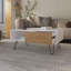 Table basse Gramling avec tiroir et pieds en épingle à cheveux, blanc et chêne naturel