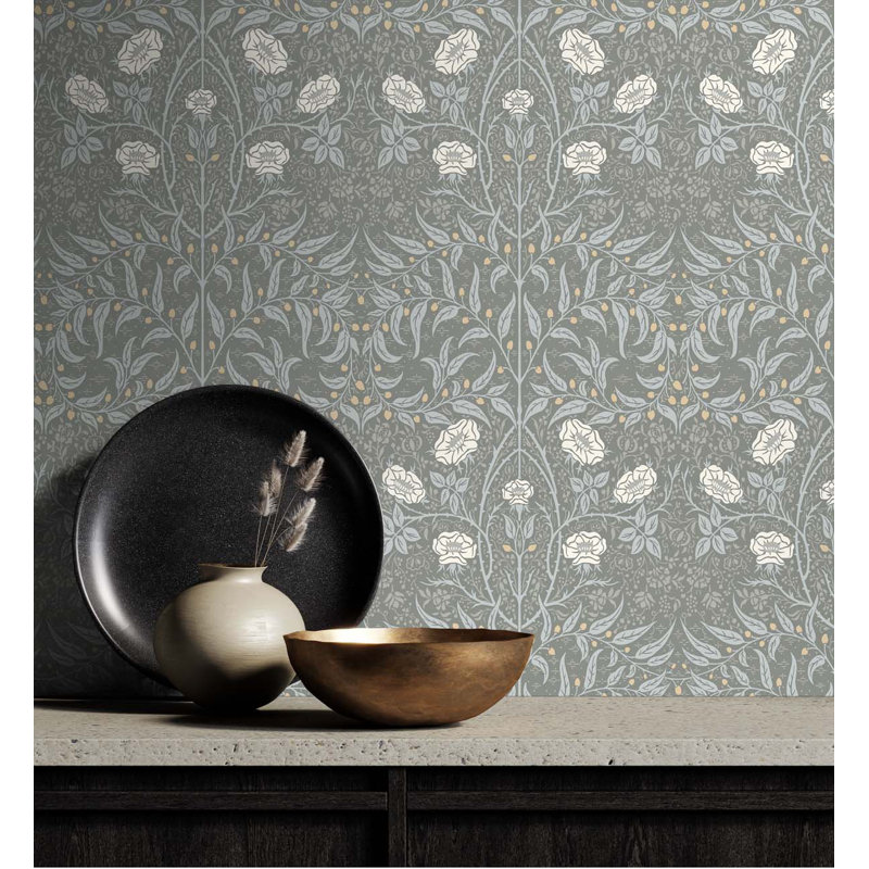 Peel & Stick Floral Roll, Alloy Gray