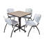 Table de salle de repos carrée Nicklo, chaises empilables 4 M-32668263-132626867-32668257