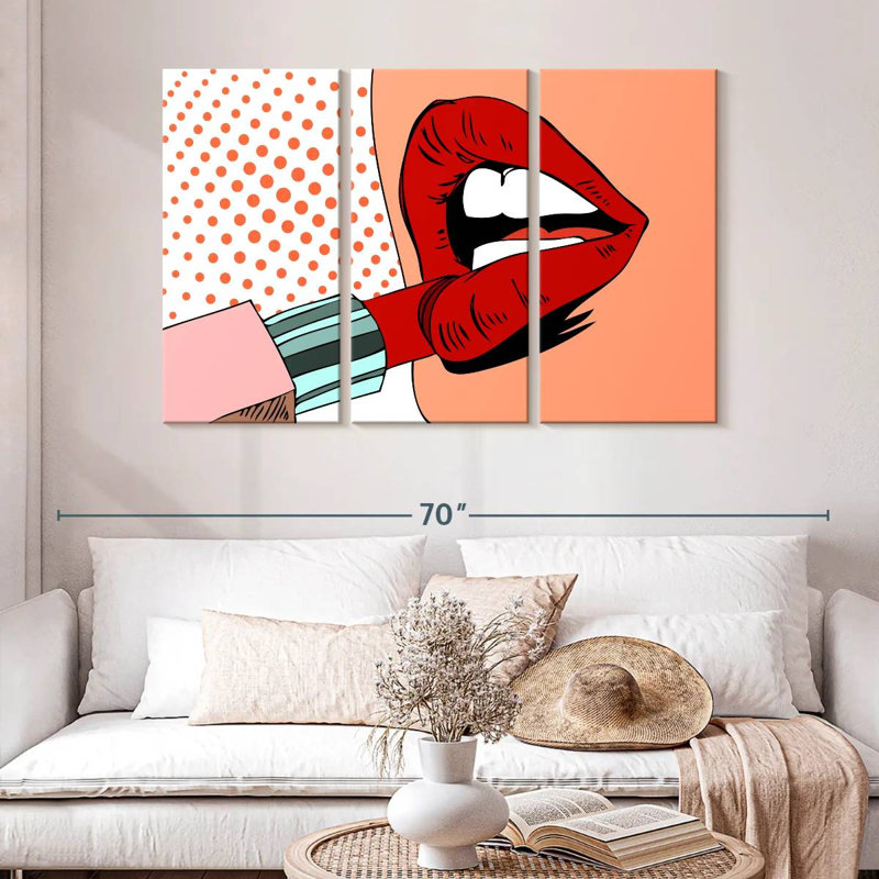 Shuttleworth Retro Pop Red Lips, 32" H x 50" W