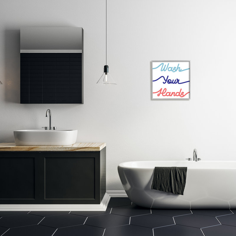 «Wash Your Hands», art mural sur toile tendue par Daphne Polselli, H 17 po x l 17 po x P 1,5 po, Estampe numérique Farmhouse