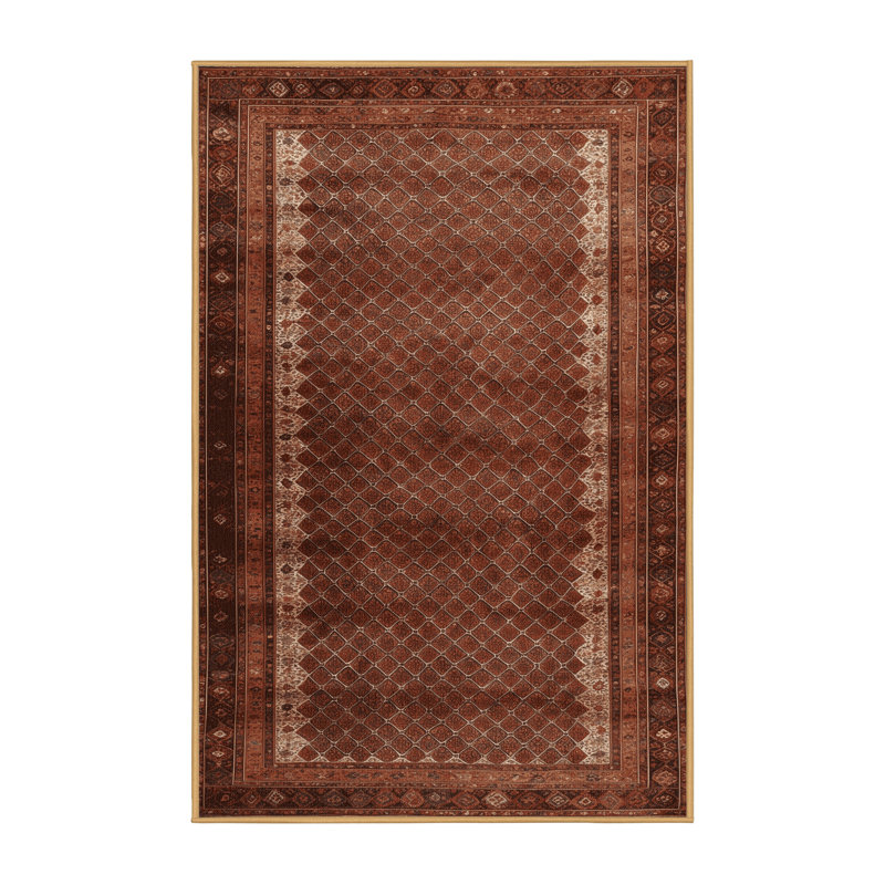 Machine Washable Persian Brown Area Rug, Rectangulaire 2 pi x 3 pi