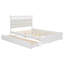 Grand lit plateforme en bois avec 2 grands tiroirs, lit gigogne simple TG, 1 ensemble de prises et ports USB, blanc