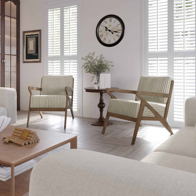 Ensemble de chaises d'appoint 2 pièces Merrin, Crème, crème, Noyer