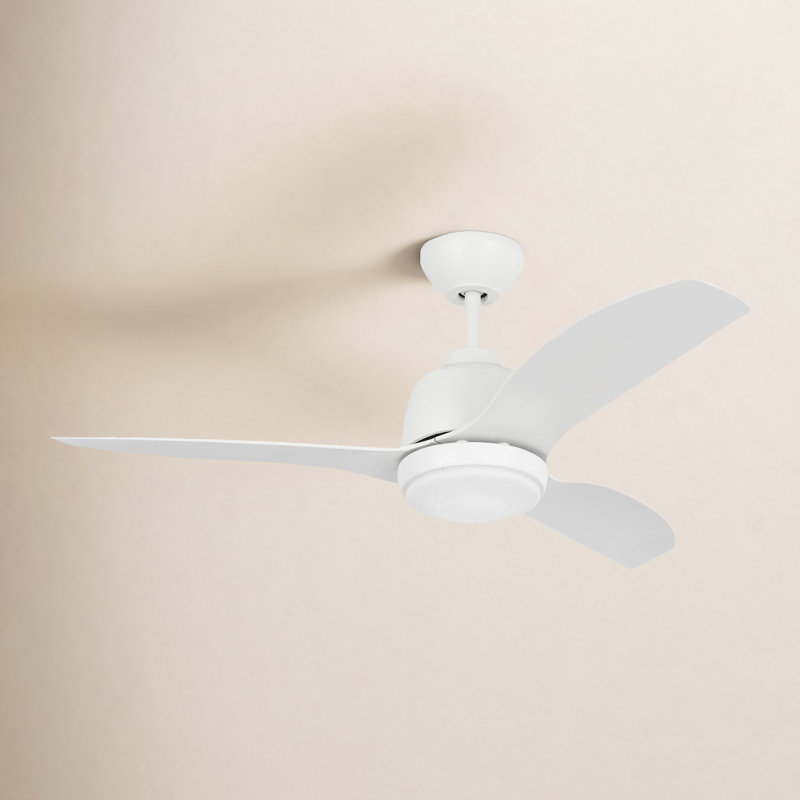 LED Downrod Ceiling Fan, 12.18" H x 44" W x 44" D, White, White