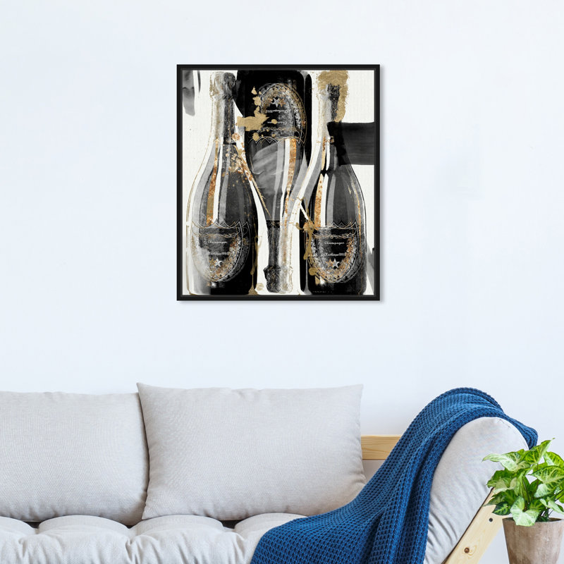 «Gold Showers», peinture sur toile, Cadre flottant noir, H 21 po x l 17 po
